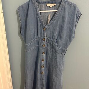 LOFT Soft denim dress button up